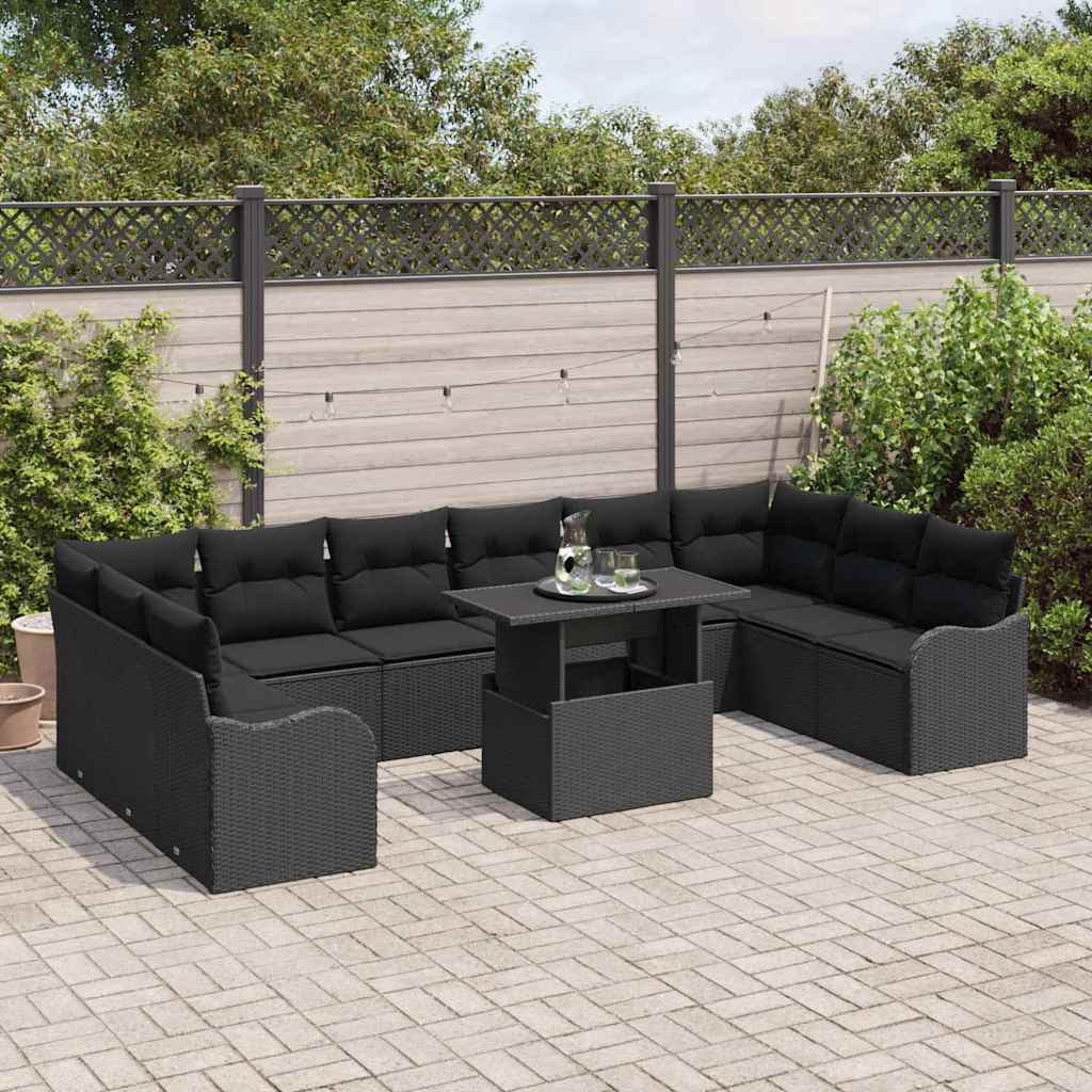 11-Teiliges Gartensofa Set Mit Kissen Poly-Rattan