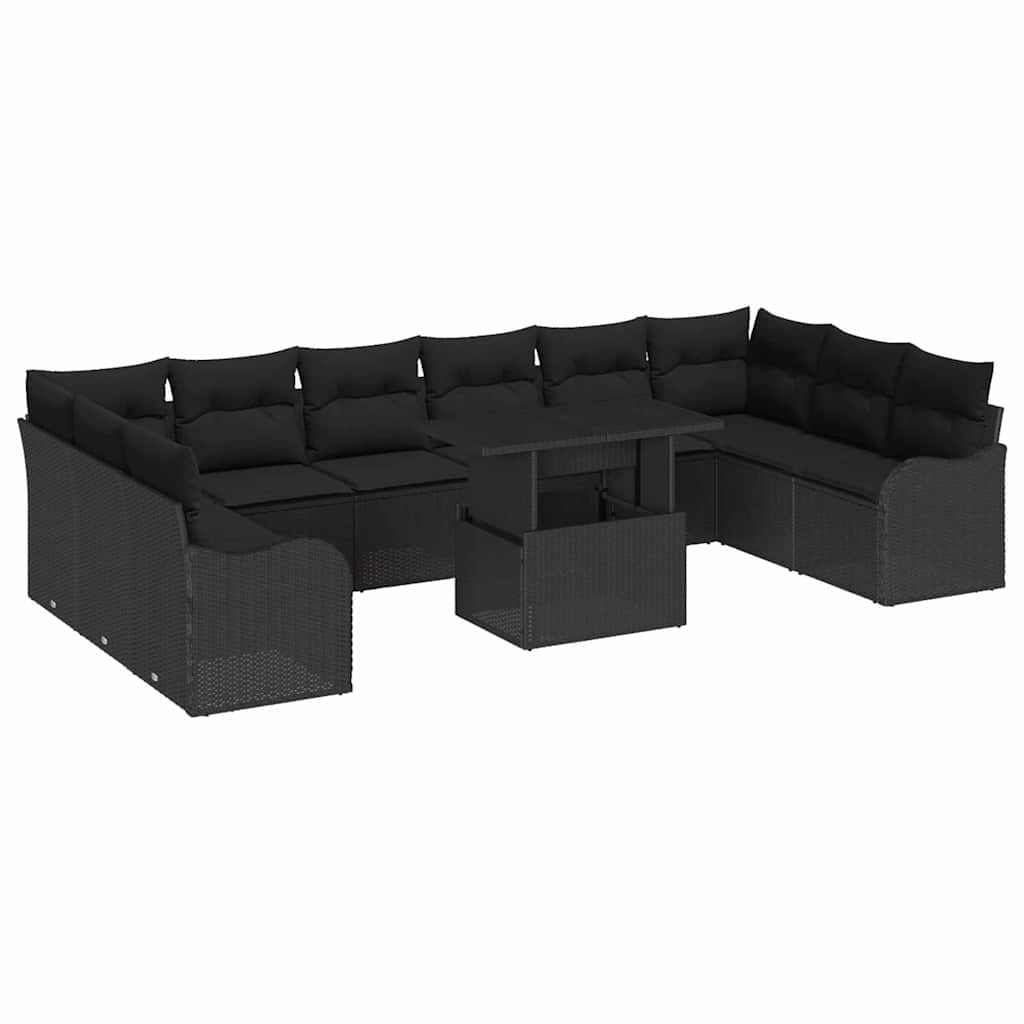 11-Teiliges Gartensofa Set Mit Kissen Poly-Rattan