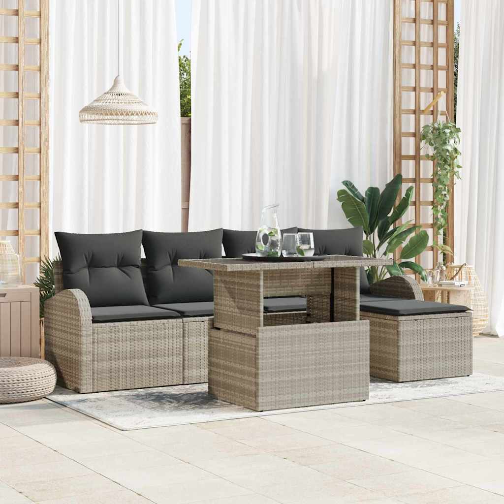 6-Teiliges Garten Sofa Set Mit Kissen Es Poly Rattan