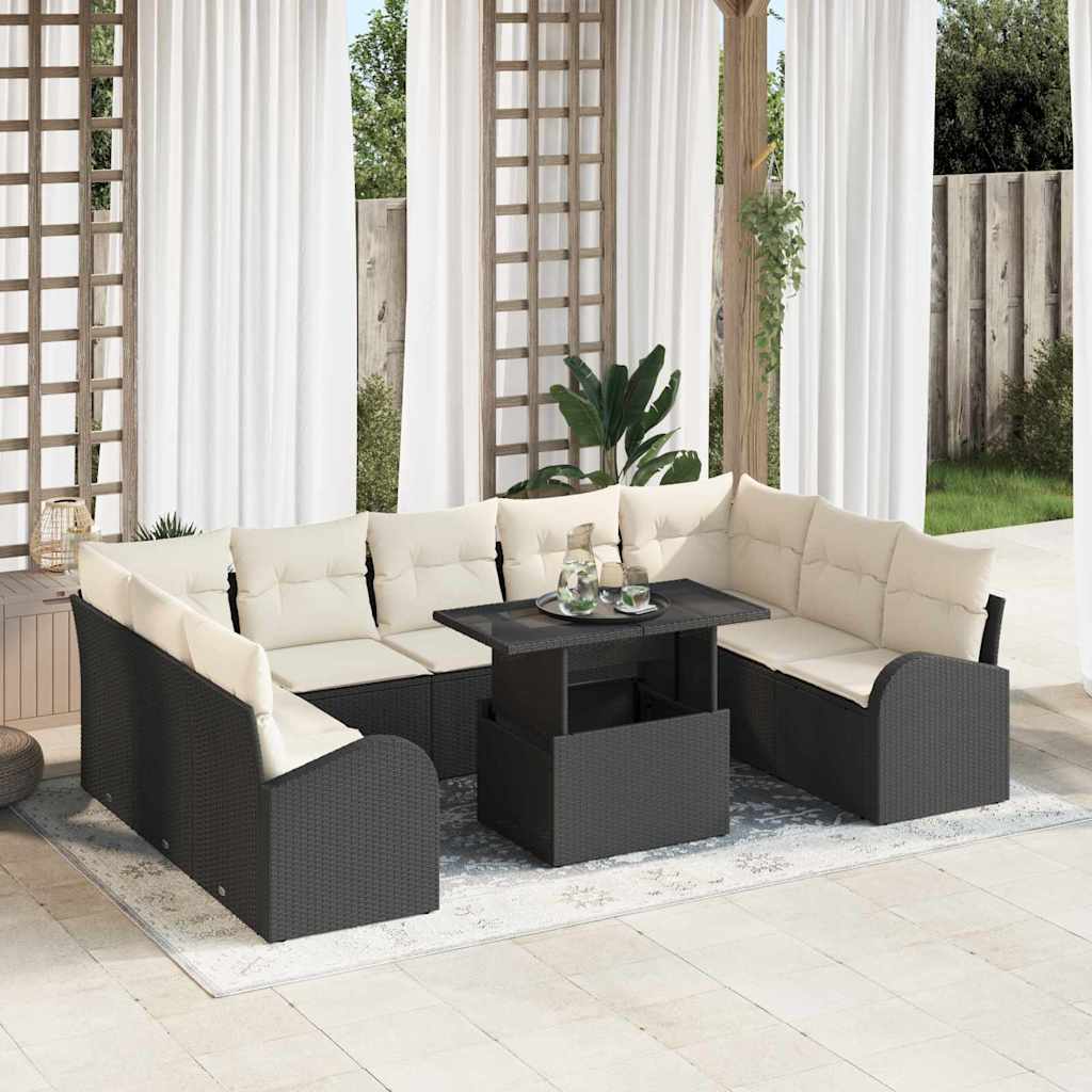 10-Teiliges Garten Sofa Set Mit Kissen Poly Rattan