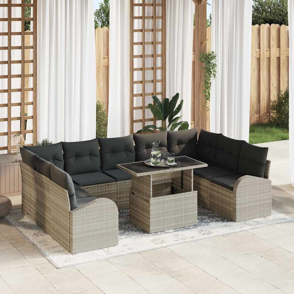 10-Teiliges Garten Sofa Set Mit Kissen Poly Rattan