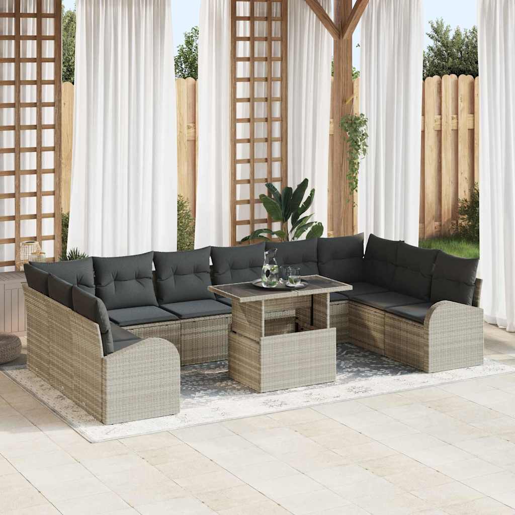 11-Teiliges Garten-Sofa-Set Mit Kissen Poly Rattan