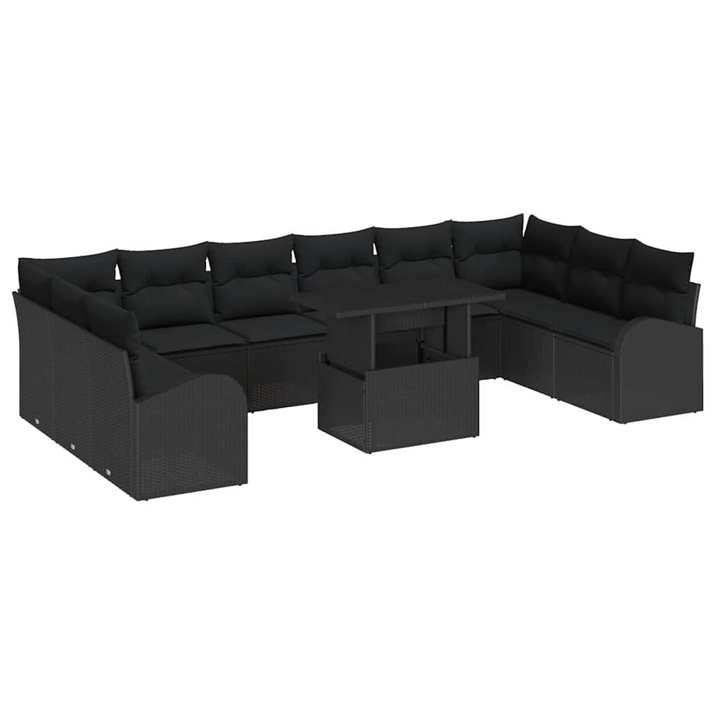 11-Teiliges Garten-Sofa-Set Mit Kissen Poly Rattan