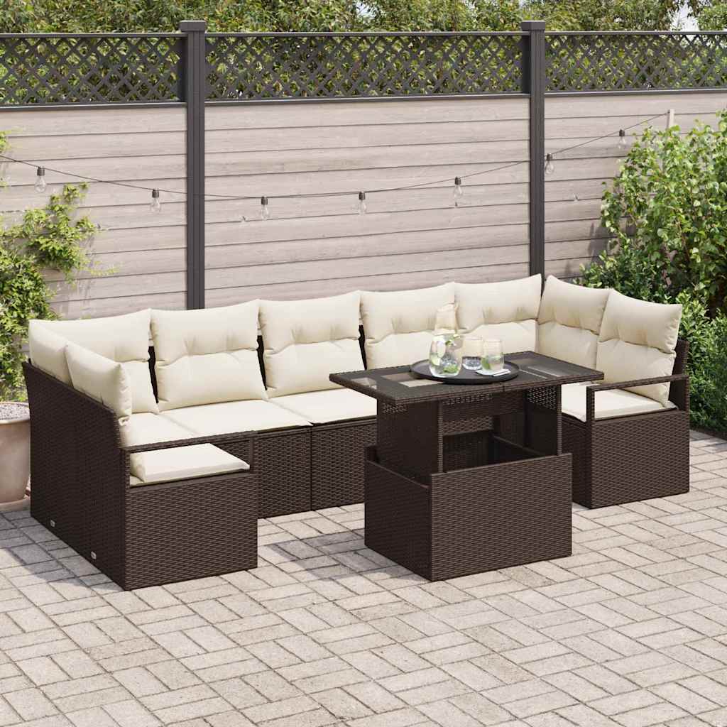 8-Teiliges Garten Sofa Set Mit Kissen Poly Rattan