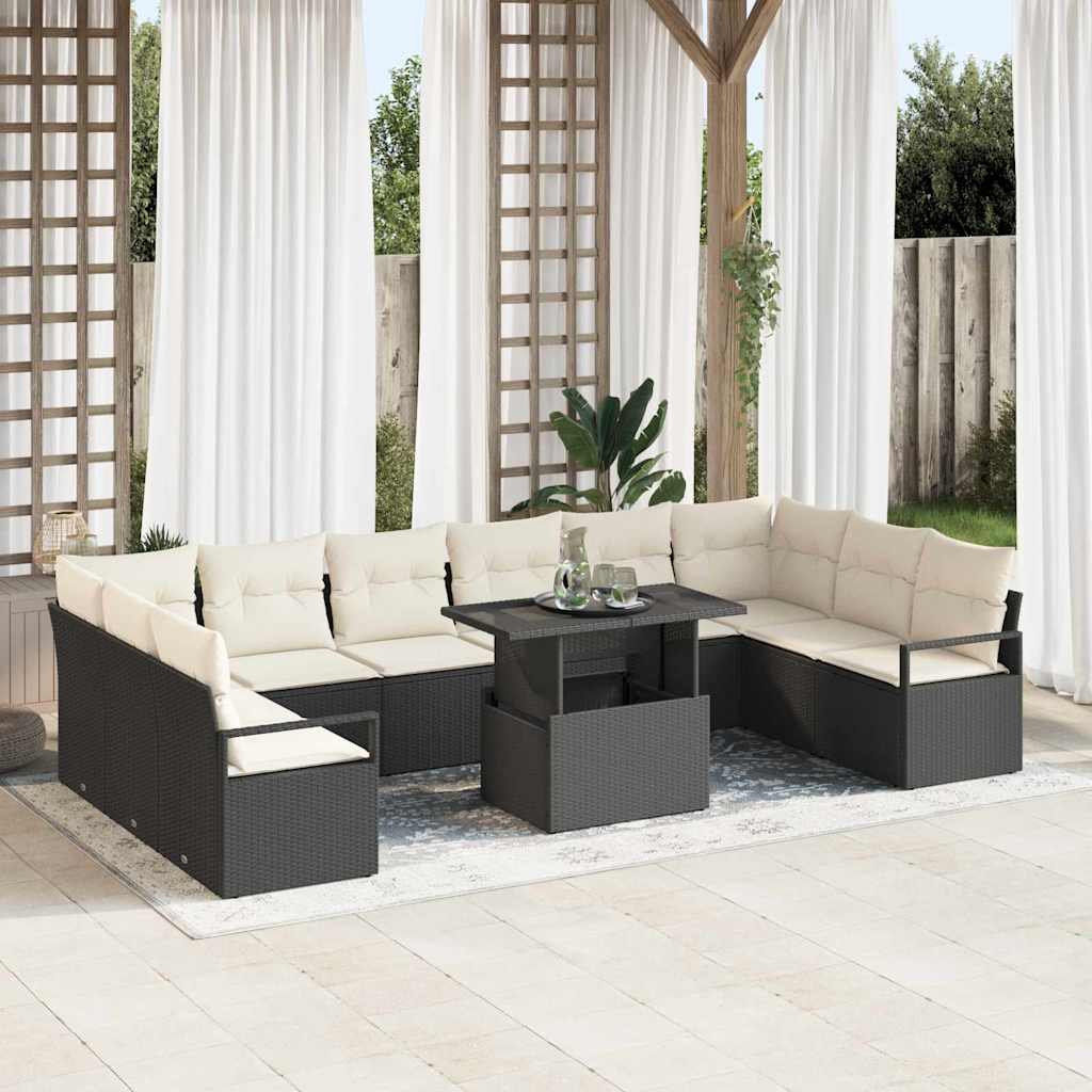 11-Teiliges Garten-Sofa-Set Mit Kissen Es Poly-Rattan