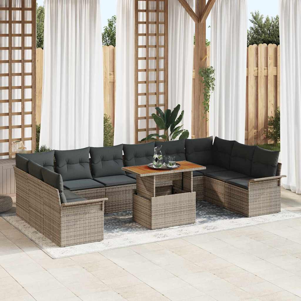 11-Teiliges Garten-Sofa-Set Mit Kissen In Aus Poly-Rattan