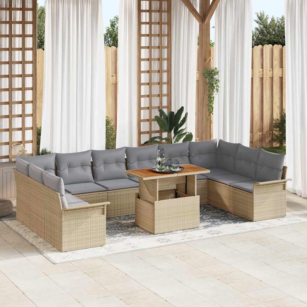 11-Teiliges Garten-Sofa-Set Mit Kissen In Aus Poly-Rattan