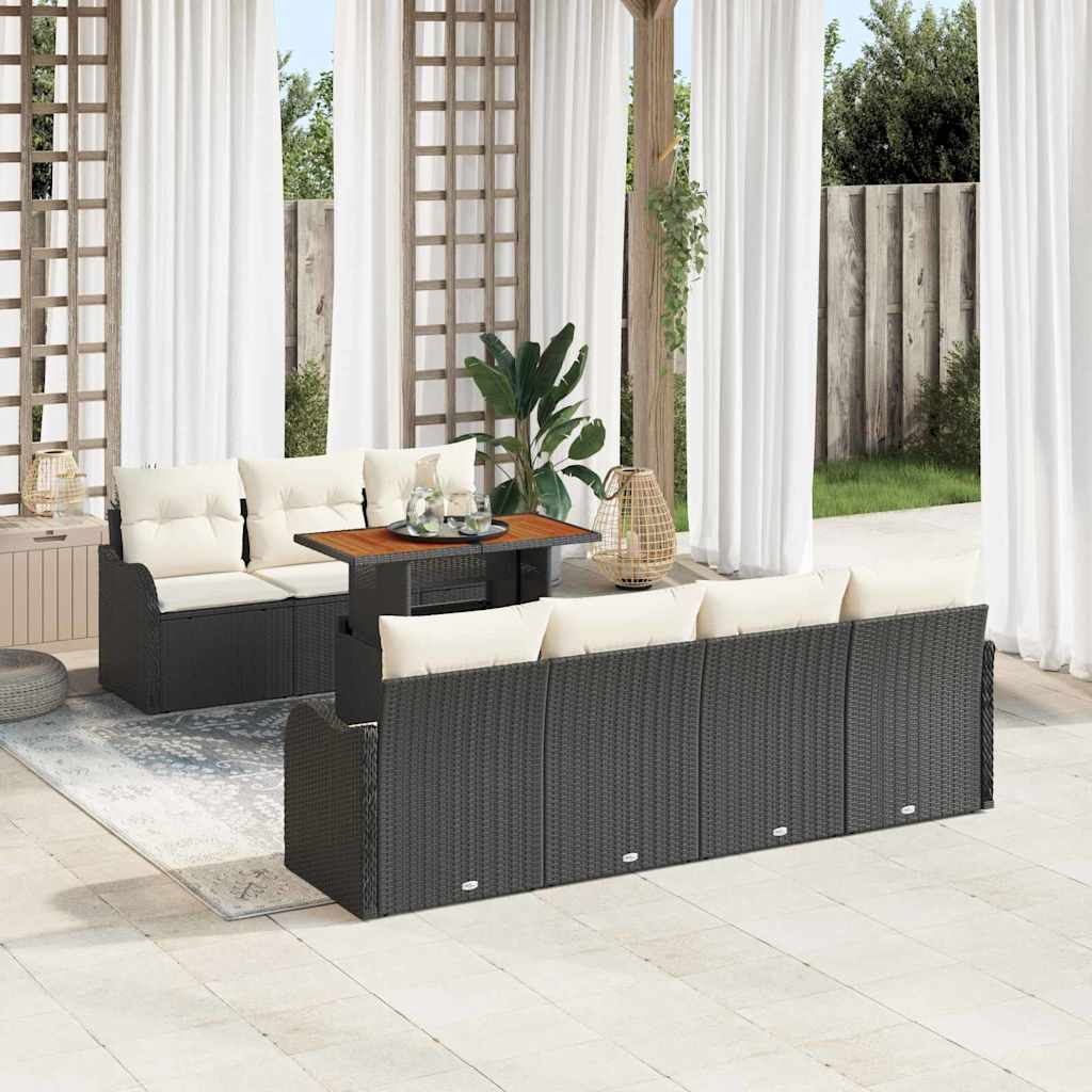 8-Teiliges Garten-Sofa-Set Mit Kissen, Es Poly-Rattan