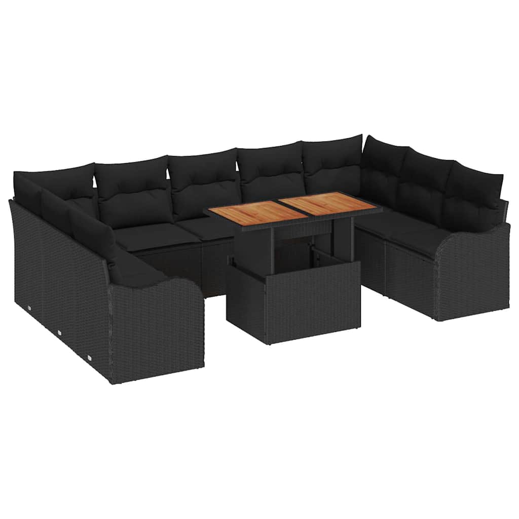 10-Teiliges Gartensofa Set Mit Kissen Poly Rattan