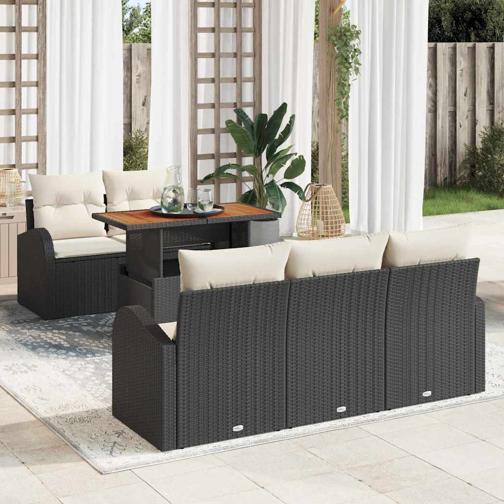 6-Teiliges Garten-Sofa-Set Mit Kissen Poly Rattan