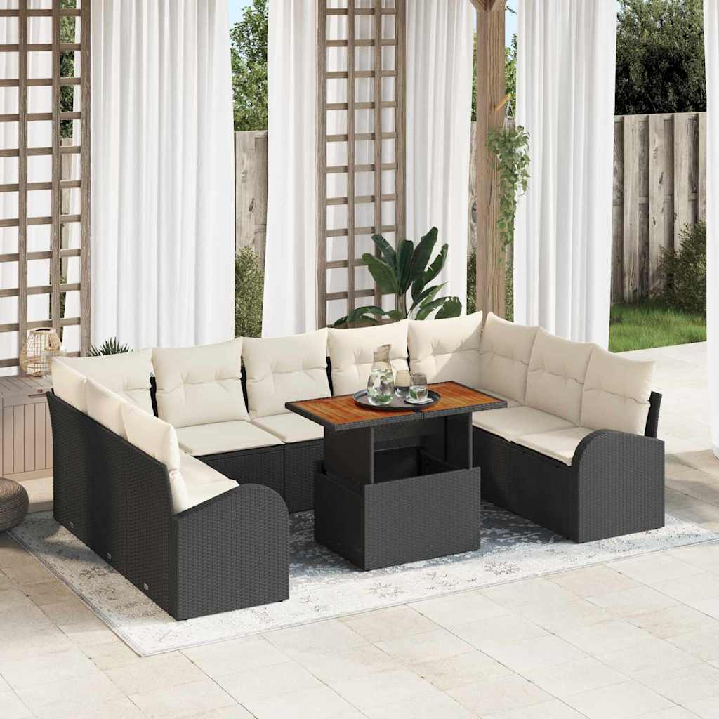 10-Teilige Garten Sofa Set Mit Kissen Poly Rattan