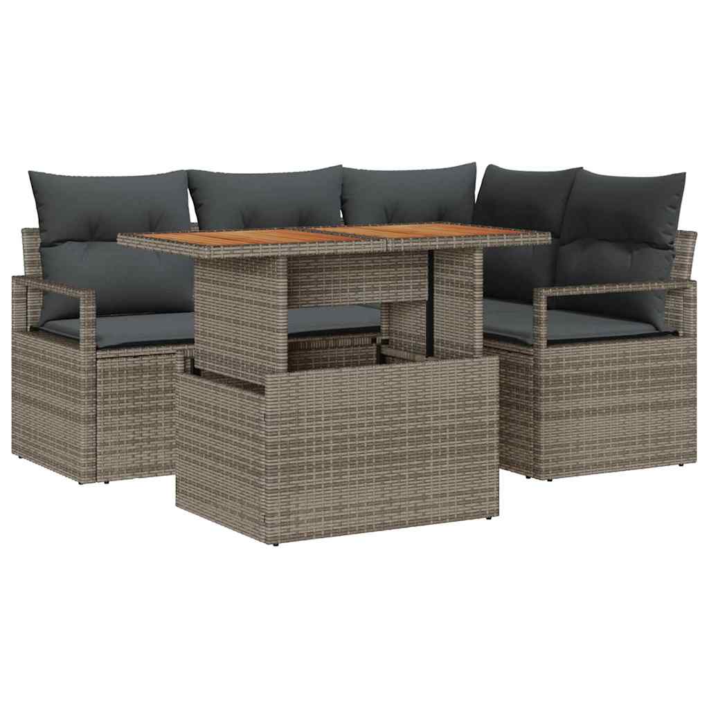 5-Teiliges Garten Sofa Set Mit Kissen - Es Poly Rattan
