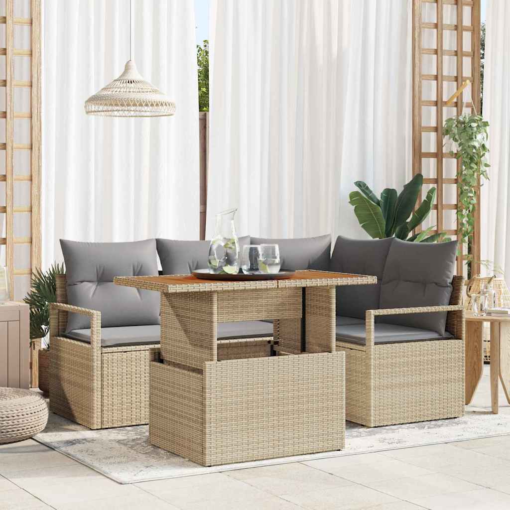5-Teiliges Garten Sofa Set Mit Kissen - Es Poly Rattan