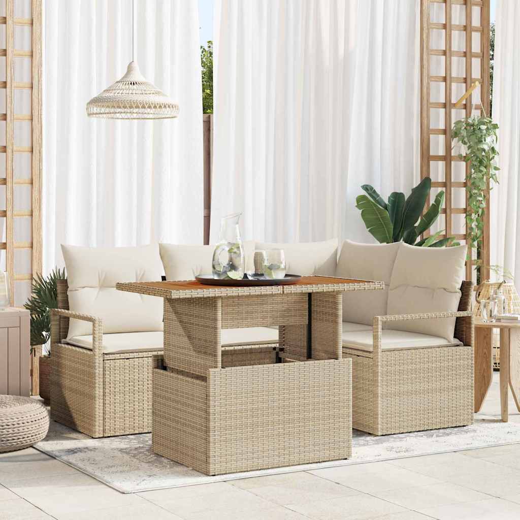5-Teiliges Garten Sofa Set Mit Kissen - Es Poly Rattan