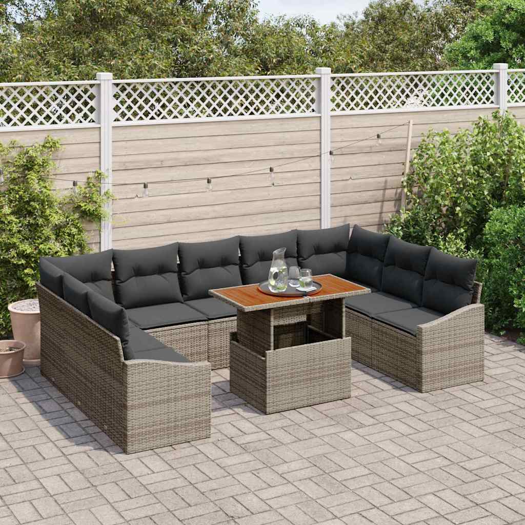 10-Teiliges Garten-Sofa-Set Mit Kissen In Aus Poly-Rattan