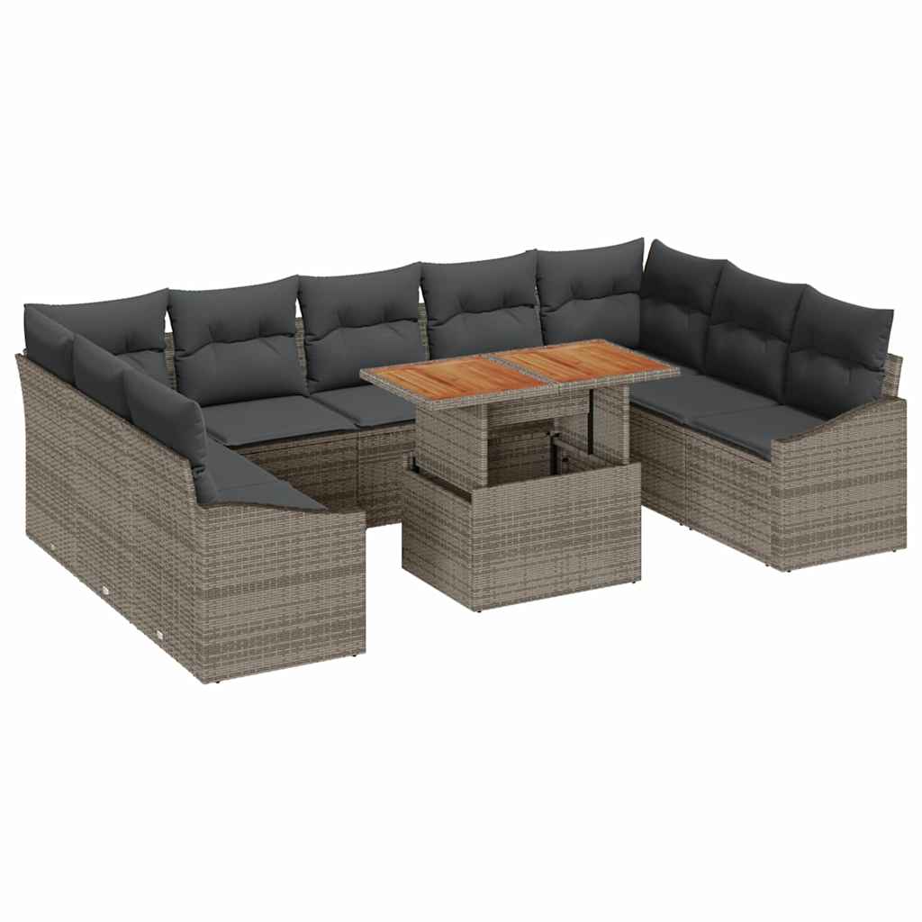 10-Teiliges Garten-Sofa-Set Mit Kissen In Aus Poly-Rattan