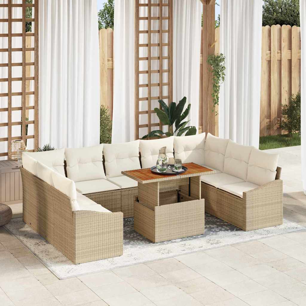 10-Teiliges Garten-Sofa-Set Mit Kissen In Aus Poly-Rattan