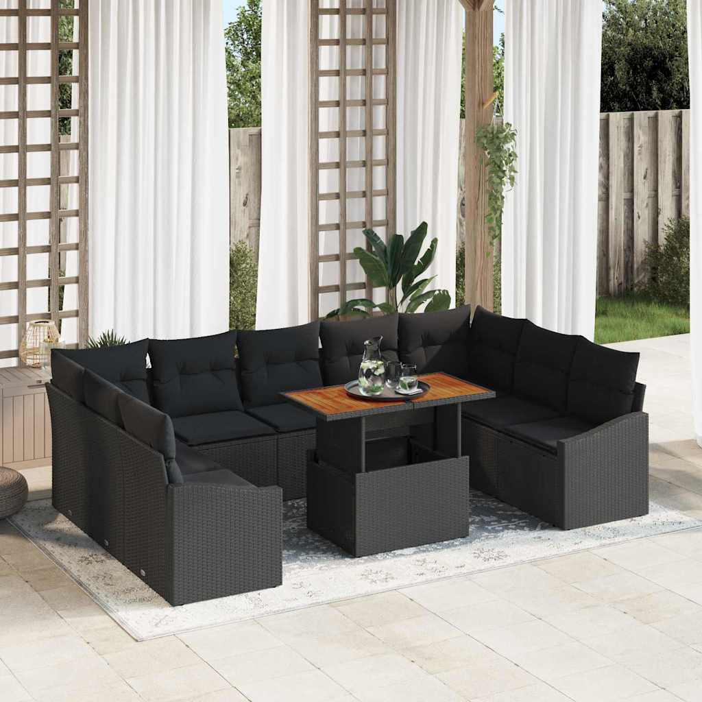 10-Teiliges Garten-Sofa-Set Mit Kissen In Aus Poly-Rattan