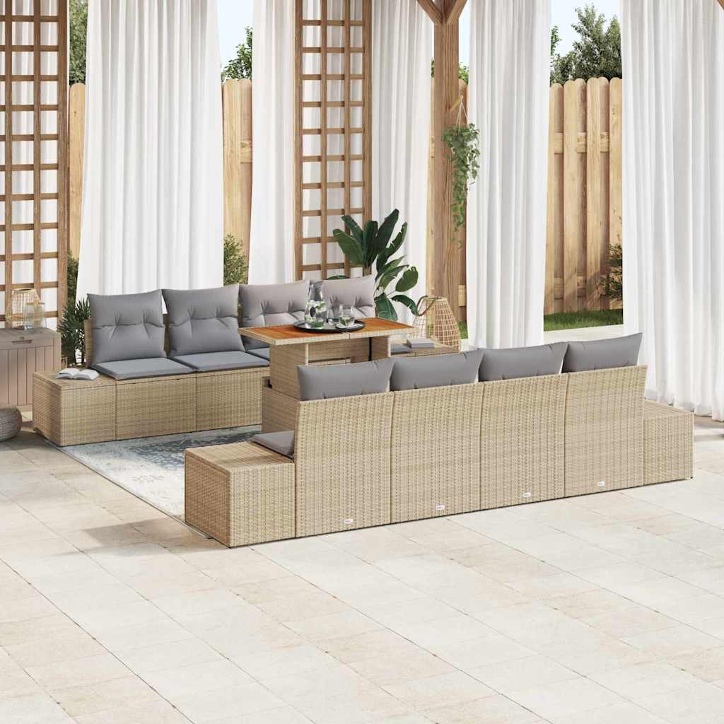7-Teiliges Gartensofa-Set Mit Kissen Aus Em Poly-Rattan