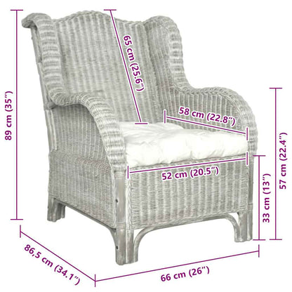 Sessel Mit Kissen Natürliches Rattan Und Leinen