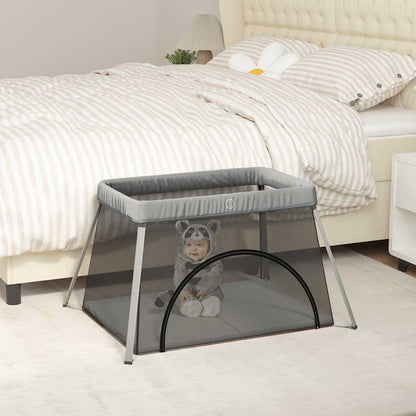 Baby-Laufstall Mit Matratze Leinenstoff
