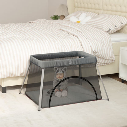 Baby-Laufstall Mit Matratze Leinenstoff