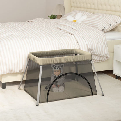 Baby-Laufstall Mit Matratze Leinenstoff