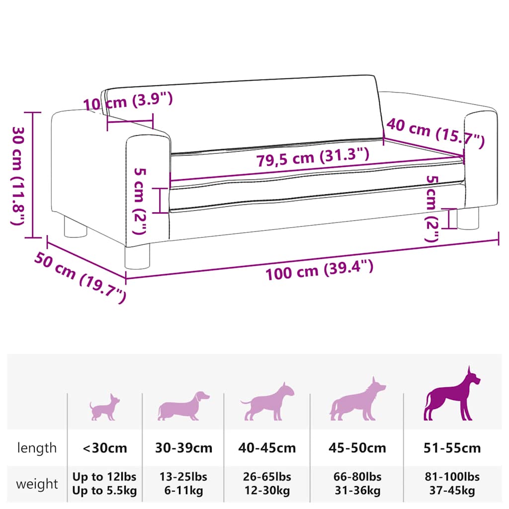 Hundebett Mit Verlängerung 100X50X30 Cm