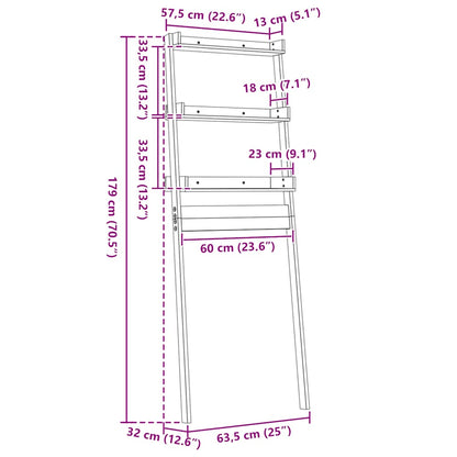 Toilettenregal 63,5X32X179 Cm Massivholz Kiefer