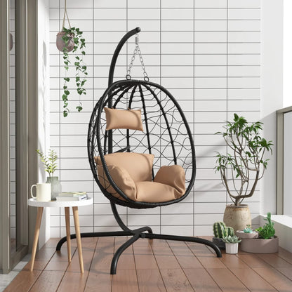 Hängesessel Ei Mit Kissen Poly Rattan & Stahl