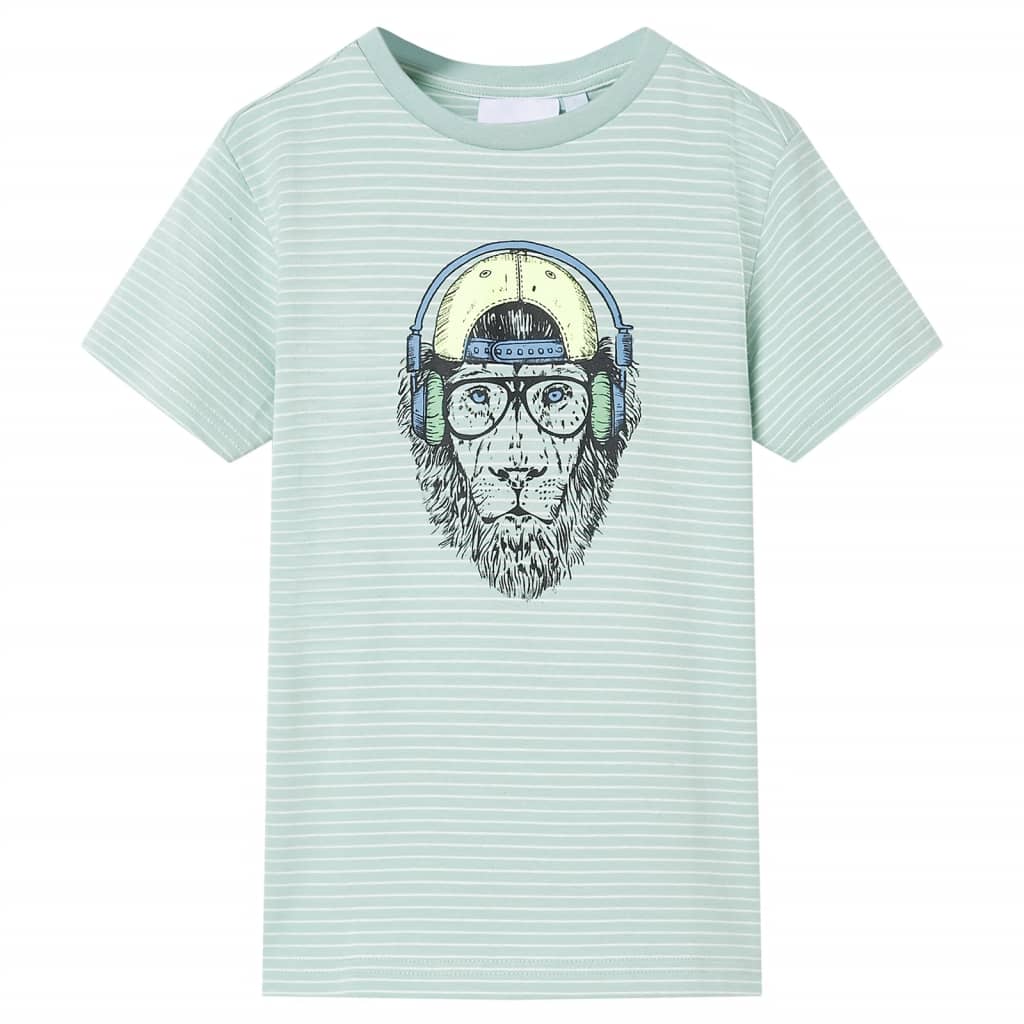 Kinder-T-Shirt Mit Streifen Helles Minzgrün 140
