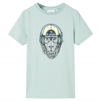 Kinder-T-Shirt Mit Streifen Helles Minzgrün 140