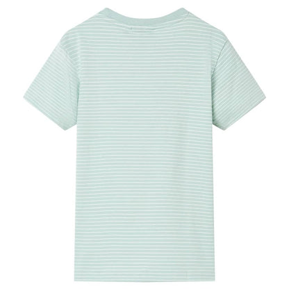 Kinder-T-Shirt Mit Streifen Helles Minzgrün 140