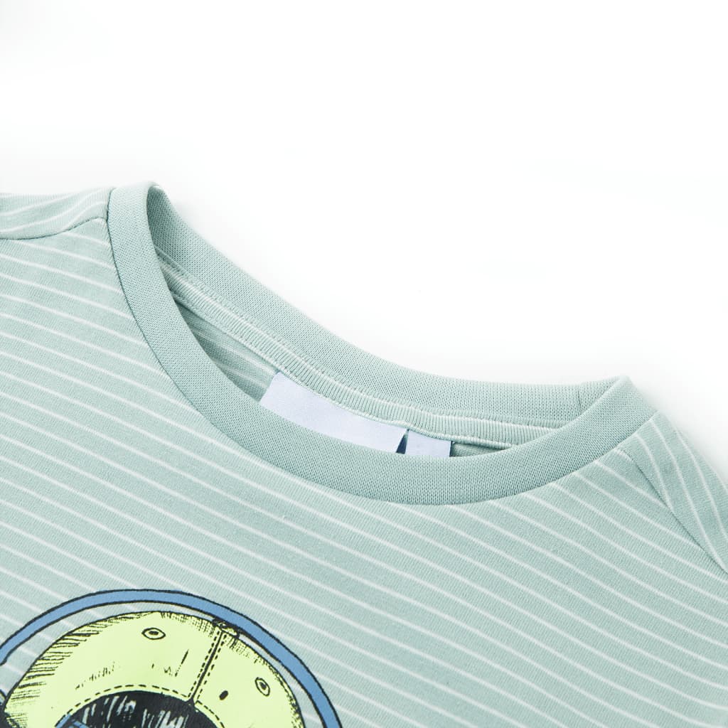 Kinder-T-Shirt Mit Streifen Helles Minzgrün 140