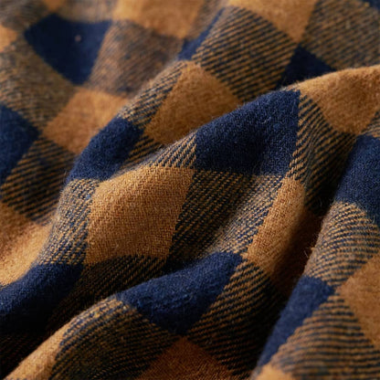 Kinderhemd Karomuster Cognac Und Blau 104