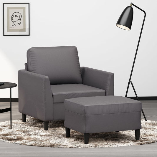 Sessel Mit Hocker 60 Cm Kunstleder