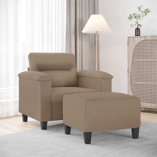 Sessel Mit Hocker -Braun 60 Cm Kunstleder