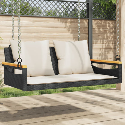 Hängesessel Mit Kissen Schwarz Poly Rattan Schwarz Und Creme