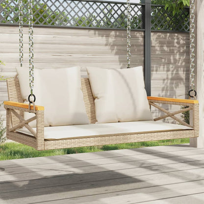 Hängesessel Mit Kissen Beige Poly Rattan Beige Und Cremeweiß