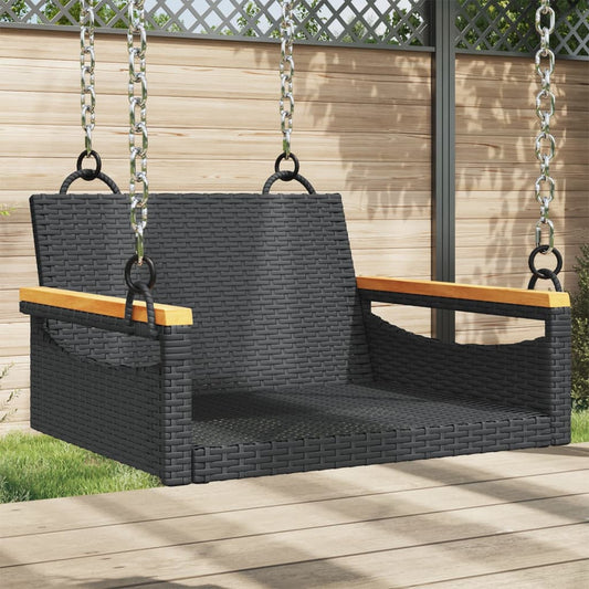 Hängesessel Poly Rattan Schwarz
