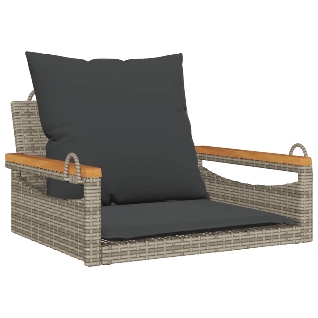 Hängesessel Mit Kissen Grau Poly Rattan Grau Und Dunkelgrau