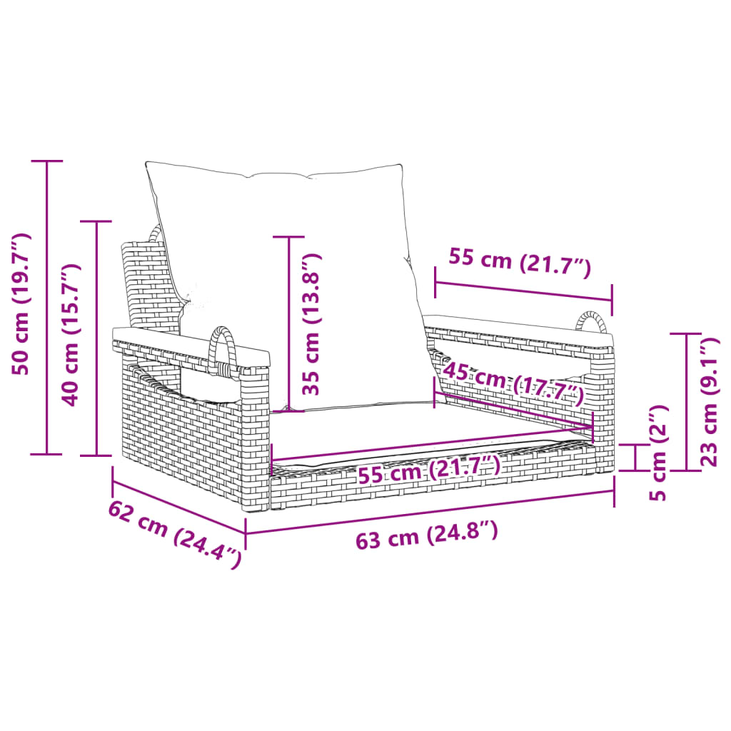 Hängesessel Mit Kissen Grau Poly Rattan Grau Und Dunkelgrau