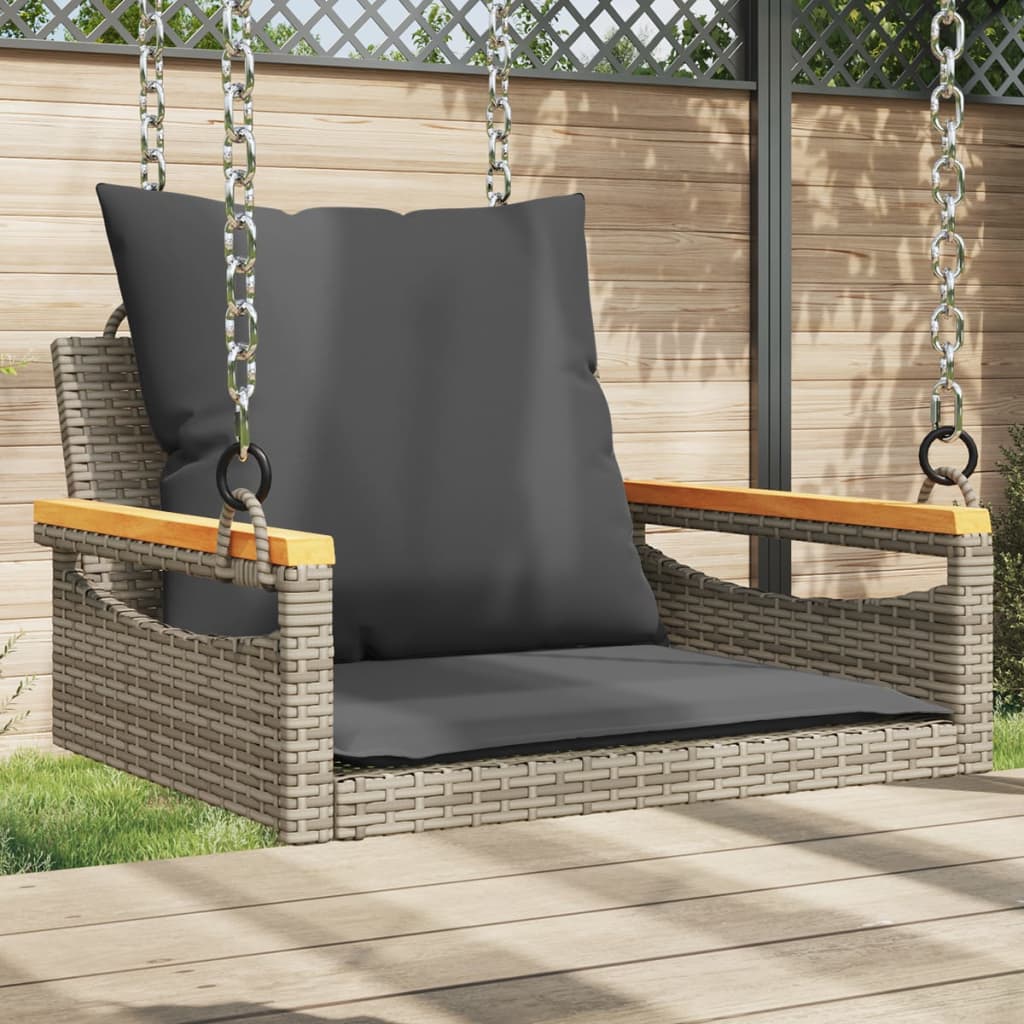 Hängesessel Mit Kissen Grau Poly Rattan Grau Und Dunkelgrau
