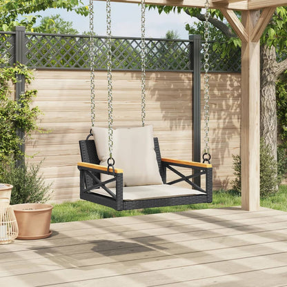 Hängesessel Mit Kissen Schwarz Poly Rattan Schwarz Und Creme