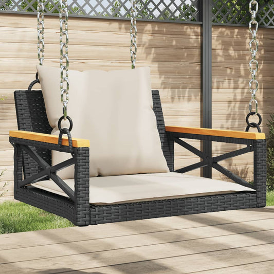 Hängesessel Mit Kissen Schwarz Poly Rattan Schwarz Und Creme