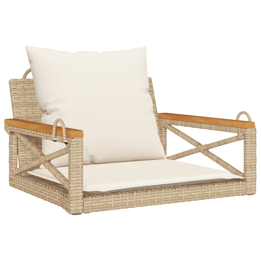 Hängesessel Mit Kissen Beige Poly Rattan Beige Und Cremeweiß