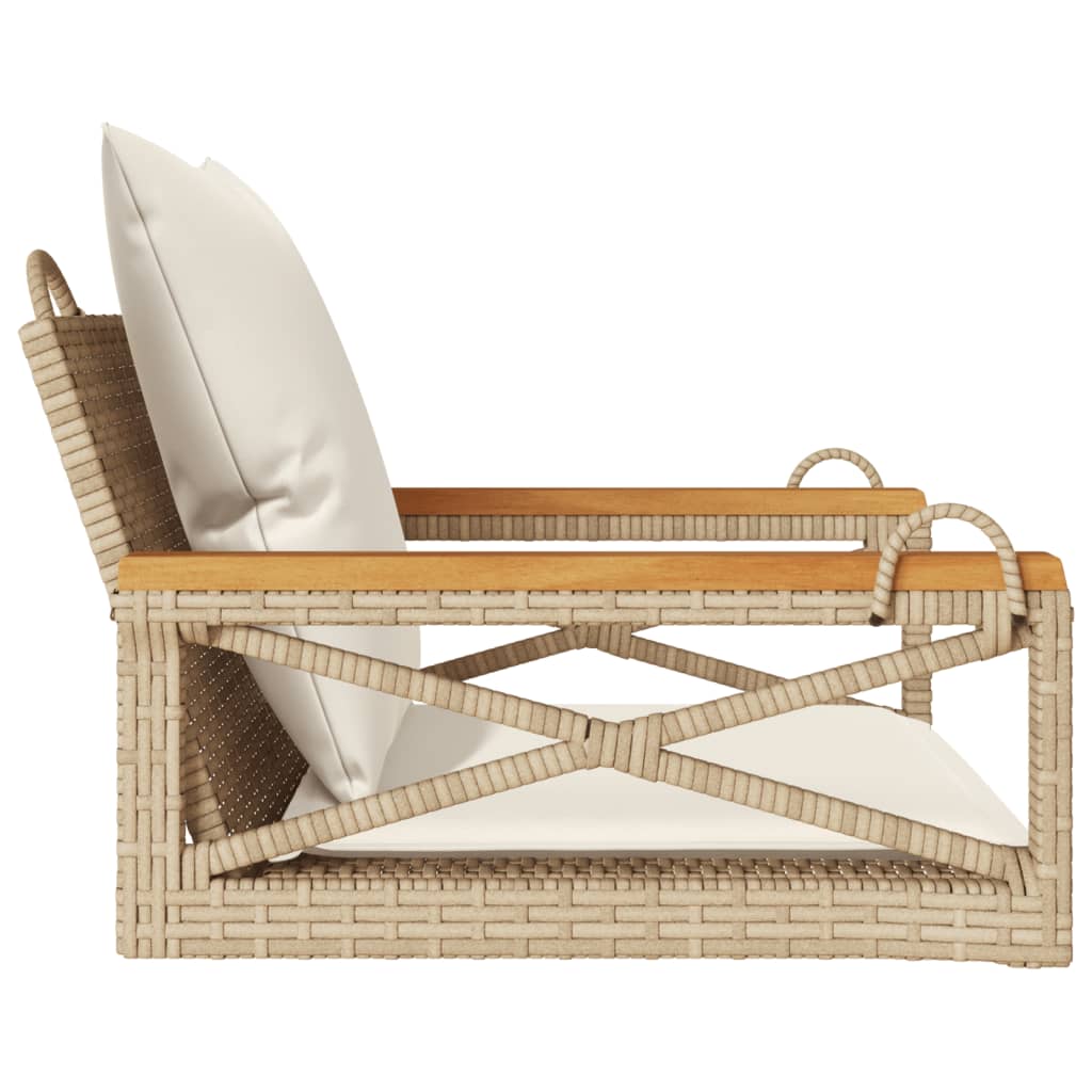 Hängesessel Mit Kissen Beige Poly Rattan Beige Und Cremeweiß