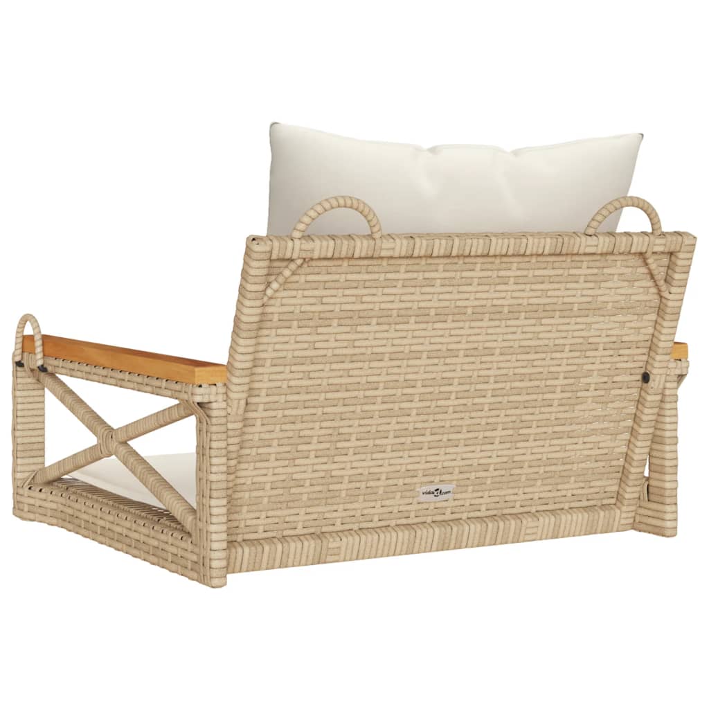 Hängesessel Mit Kissen Beige Poly Rattan Beige Und Cremeweiß