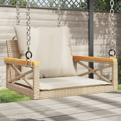 Hängesessel Mit Kissen Beige Poly Rattan Beige Und Cremeweiß