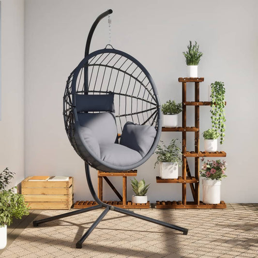 Hängesessel Ei-Design Mit Ständer Rattan Und Stahl